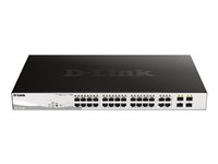 D-Link DGS 1210-24P - Commutateur - intelligent - 24 x 10/100/1000 (PoE+) + 4 x combo Gigabit Ethernet / SFP Gigabit - de bureau, Montable sur rack - PoE+ (193 W) DGS-1210-24P/E
