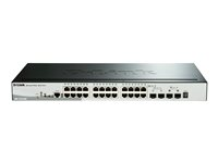 D-Link DGS 1510-28P - Commutateur - C3 - intelligent - 24 x 10/100/1000 (PoE+) + 2 x Gigabit SFP + 2 x 10 Gigabit SFP+ - de bureau, Montable sur rack - PoE+ (193 W) DGS-1510-28P/E